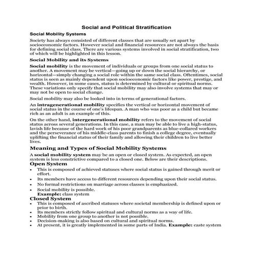 Social and political stratification | PDF