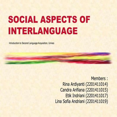 Social aspects of interlanguage