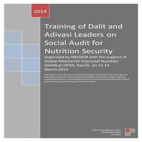 Training on Social Audit for MDM, ICDS and PDS in Ranchi, Jharkhand | DOCX