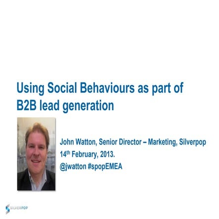 Using Social Behaviours as part of B2B lead generation