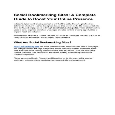 Social Bookmarking Sites: A Complete Guide to Boost Your Online Presence