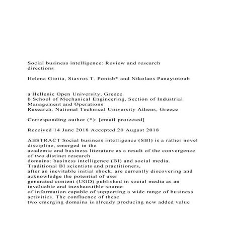Social business intelligence Review and research d.docx