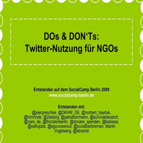 DOs and DONTs - Twitter für NGOs