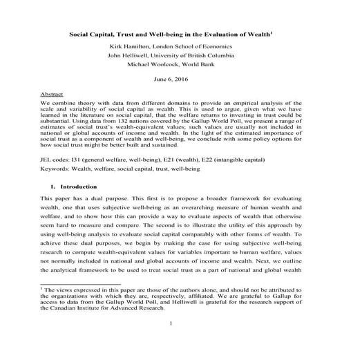 HLEG thematic workshop on Measuring Trust and Social Capital, John Helliwell