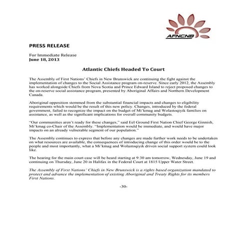 Atlantic Chiefs Head to Court