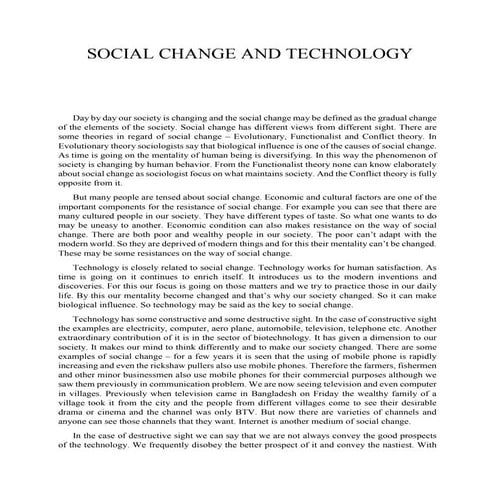 Social change and technology | PDF