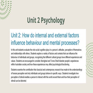 Social Cognition psychology 1-2 vce yr11