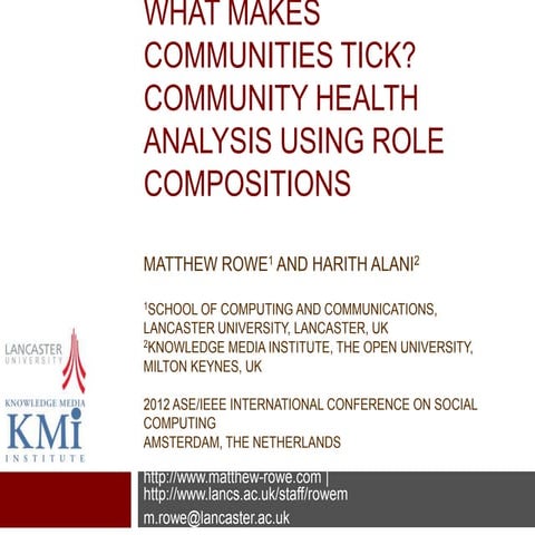 What makes communities tick? Community health analysis using role compositions