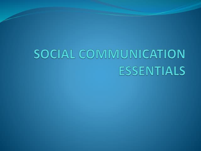 Social communication essentials
