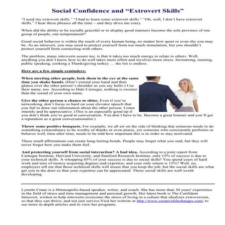 Social Confidence and “Extrovert Skills”