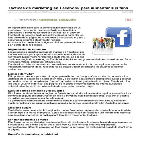 Tácticas de marketing para aumentar fans de facebook