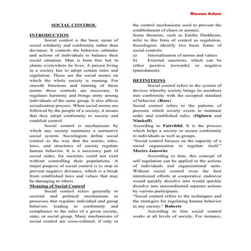 Social control by rizwan aslam