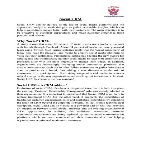 Avaali-Social CRM Strategy