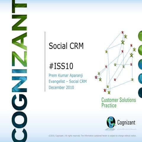 Social crm, prem kumar aparanaji, evangelist social crm, cognizant