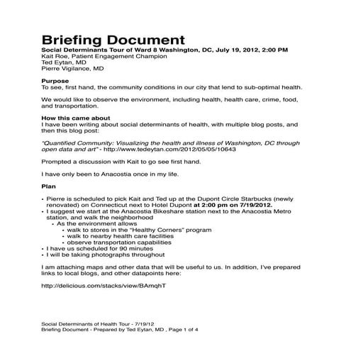 Social determinants tour   briefing document