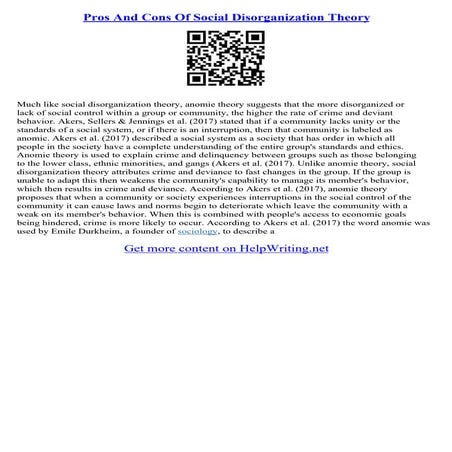 Social Disorganization Theory Essay