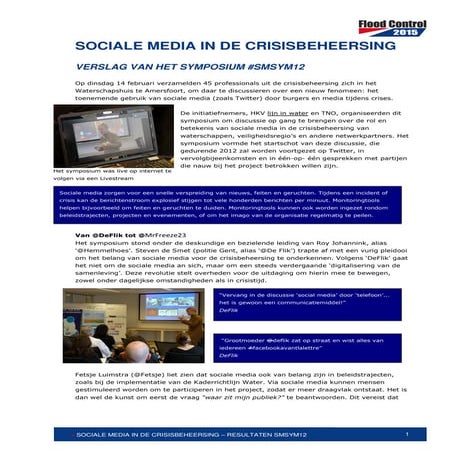 SOCIALE MEDIA IN DE CRISISBEHEERSING VERSLAG VAN HET SYMPOSIUM #SMSYM12