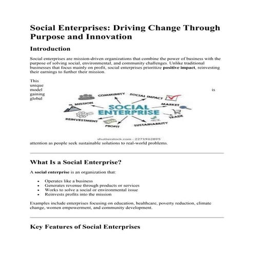 Social Enterprises: Driving Change Through Purpose and Innovation