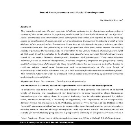 Social entrepreneurs and social development