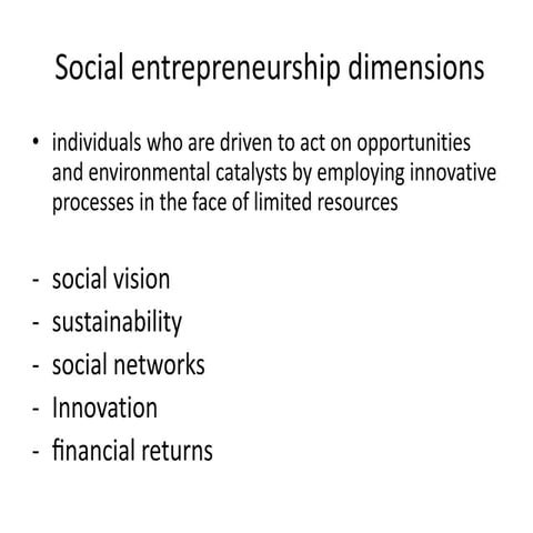 Social entrepreneurship dimensions