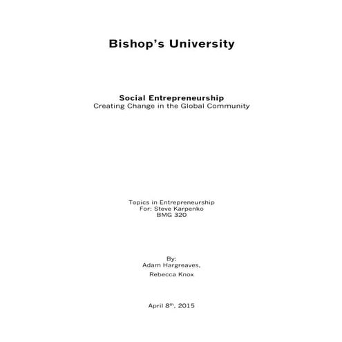 Social entrepreneurship research paper