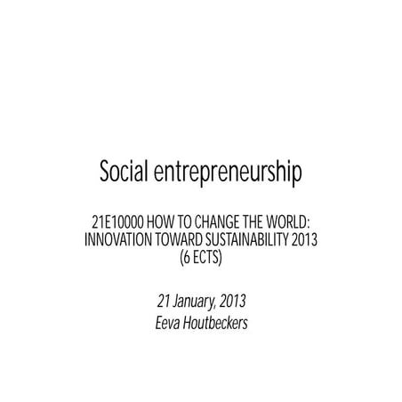 Social entrepreneurship session for students in Creative Sustainability Maste...