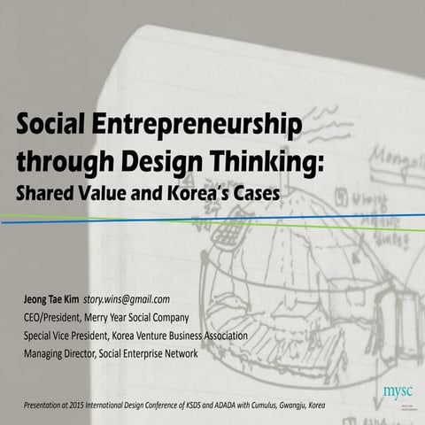 Social entrepreneurship through design thinking: Shared Value and Korea's Cases