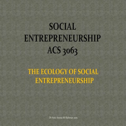 Social entrepreneurship topic 10