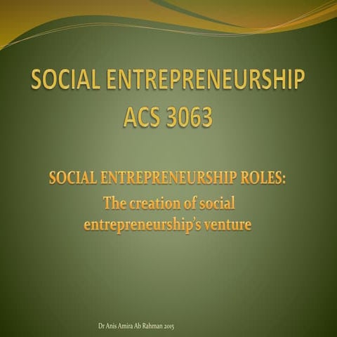 Social entrepreneurship topic 5