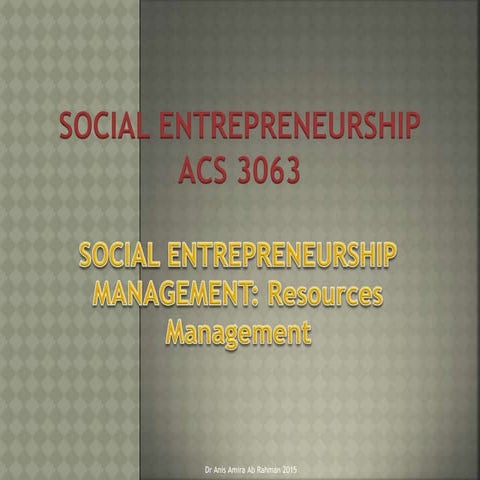 Social entrepreneurship topic 8