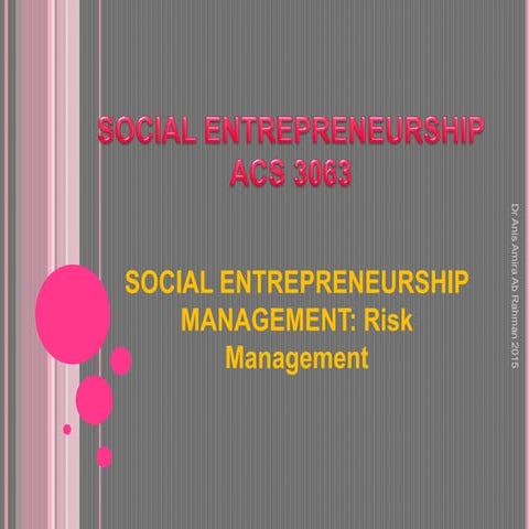 Social entrepreneurship topic 9