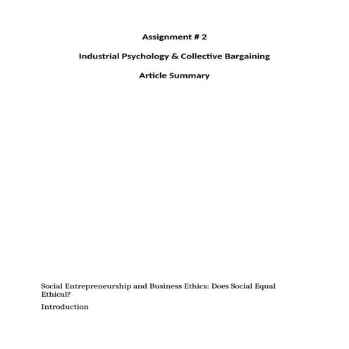 Social Entrepreneurship and Business Ethics