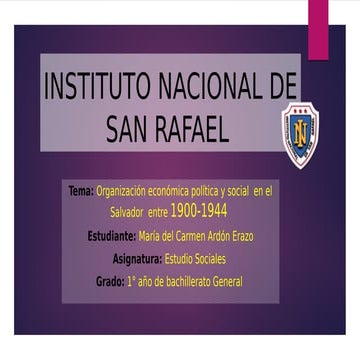 Organización económica , política y social en el salvador entre 1900-1944