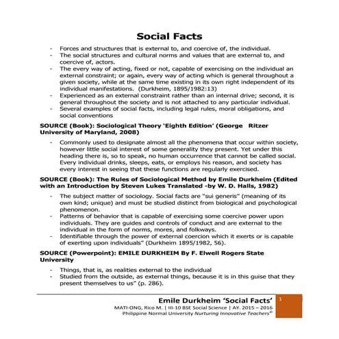 Durkheim 'Social Facts'