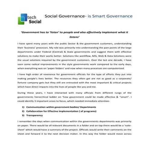 Social governance is smart governance