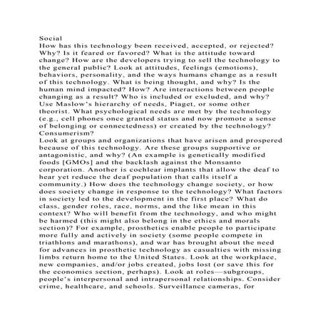 Social How has this technology been received, accepted, or rejecte.docx