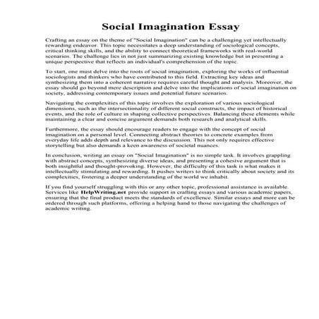 Social Imagination Essay