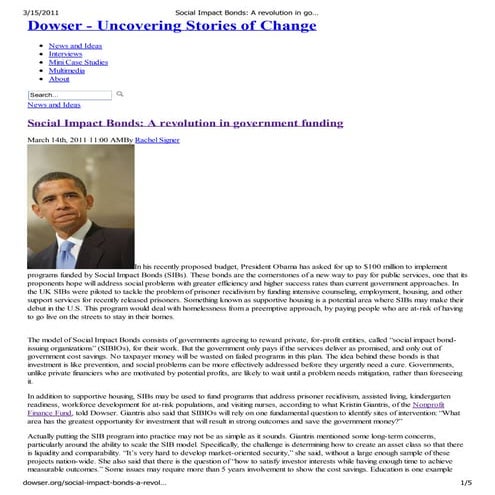 Social Impact Bonds: A Revolution in Government Funding 