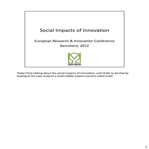 Ophir Marko - Social Impacts of Innovation