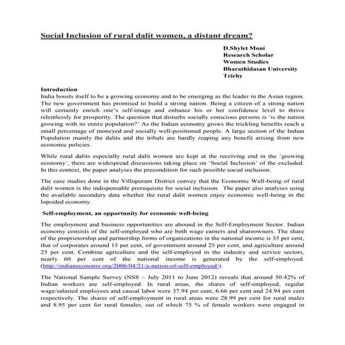 Social inclusion of rural dalit women