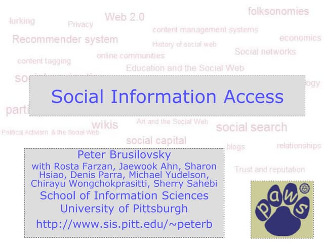 Social information Access Tutorial at UMAP 2014