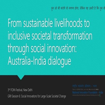 Social innovation for sustainable livelihoods