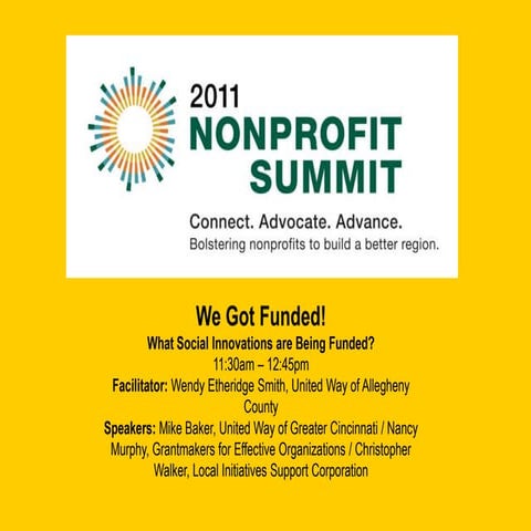 Pittsburgh Nonprofit Summit - We Got Funded!  What Social Innovations are Bei...