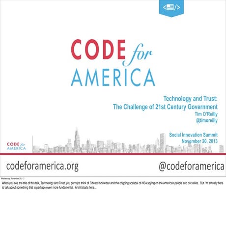 Technology and Trust: The Challenge of 21st Century Government