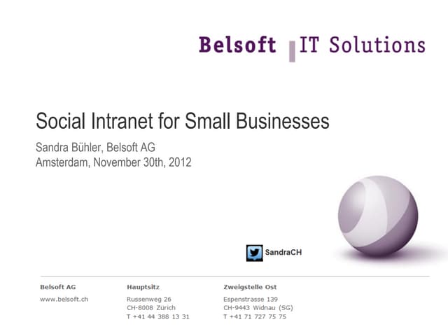 Social intranet for small businesses