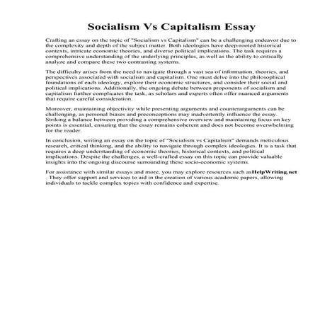 Socialism Vs Capitalism Essay. Capitalism vs socialism thesis proposal