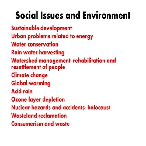 Social issues and environment