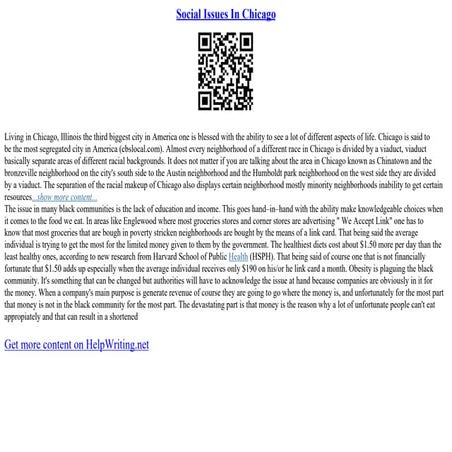 Social Issues In Chicago