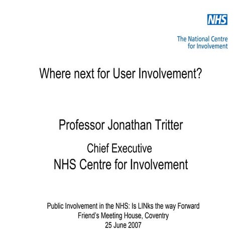Where next for User Involvement?