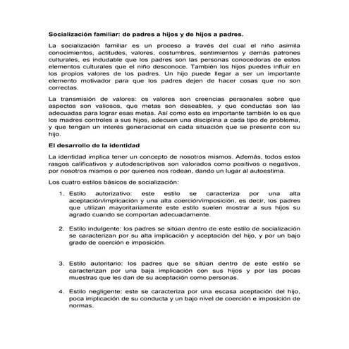 Socialización familiar